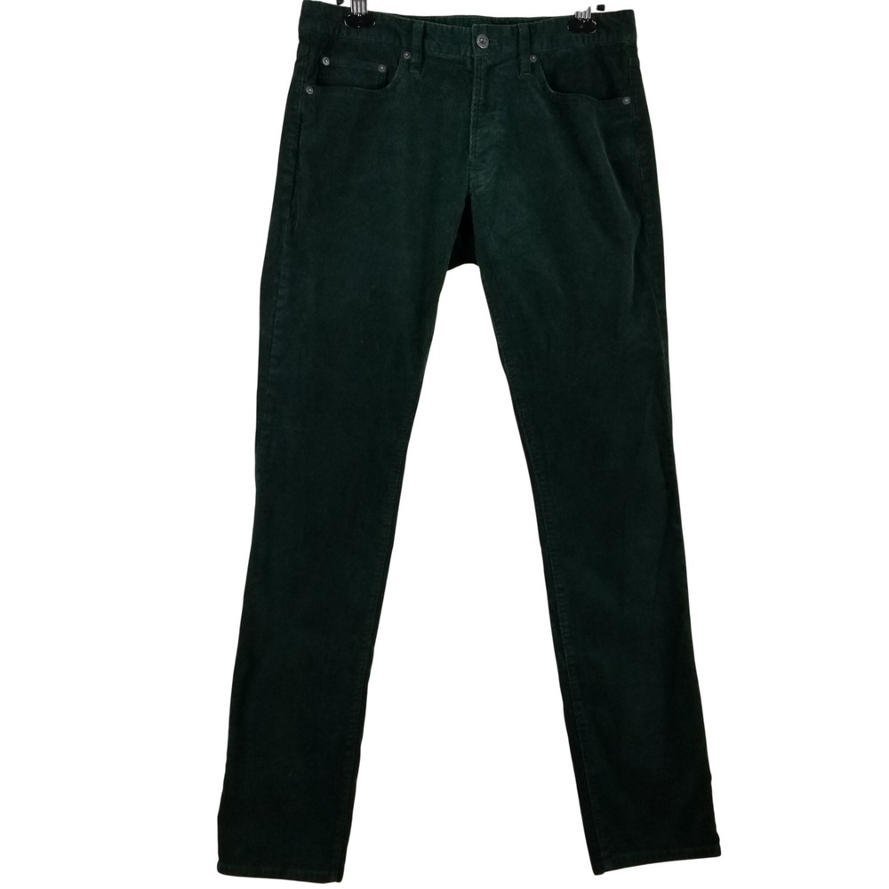 Bonobos Mens Forest Green Corduroy Stretch Pants 32x34 Slim 5-Pocket RN128054